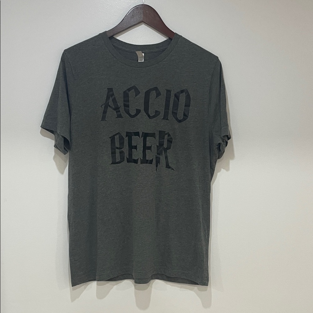 Men’s custom Harry Potter Accio Beer shirt size xl gray